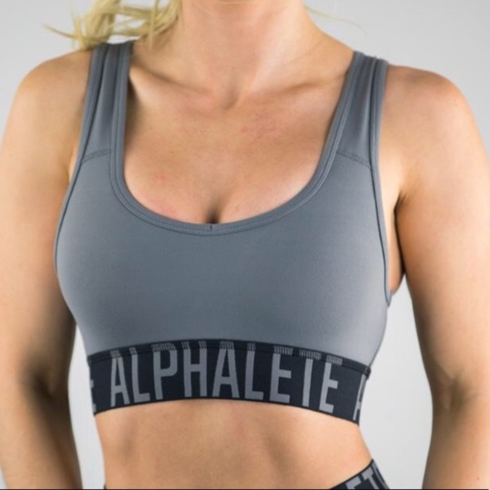 Gray Alphalete Criss Cross Sports Bra